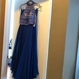 Formal two piece rhinestone dress